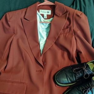 Forever 21 Blazer Jacket Rusty Orange / Red Sz L